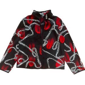 Kaktus Black Red White Textured Open Coat XLARGE